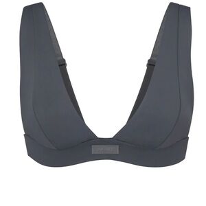 SKIMS SIGNATURE SWIM PLUNGE BIKINI TOP IN GUNMENTAL, Size XXL, NWT